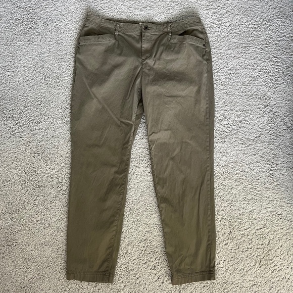 Orvis Pants Straight Fit Canvas Flat Front Pants in Olive Green Size 14 - Picture 1 of 7